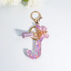 Sequin Letter Keychain with Tassel & Butterfly Charm – Initial A-Z Resin Keyring for Women, Bag & Car (55mm / 2.2 in)