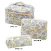 Quilted Cotton Makeup Bag – Zipper Cosmetic Organizer Box-Shaped Toiletry Case for Women & Girls