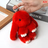 Fluffy Real Rabbit Fur Bunny Pom Pom Keychain 15 cm (5.9 in) for Bag & Car