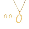 Stainless Steel Alphabet Initial Necklace & Stud Earrings Set – 26 Letter Personalized Jewelry Gift for Women