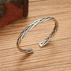 Antique Silver Twist Cuff Bracelet - Adjustable Open Bangle 7cm (2.75in) Unisex
