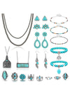 Turquoise Boho Western Jewelry Set – Navajo Pearl Beaded Necklace, Earrings & Bracelet for Women