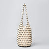 Handwoven Wooden Bead Bucket Bag - Hollow-Out Beaded Tote Shoulder Beach Handbag for Women
