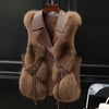 Women's Faux Fur Plush Vest – Sleeveless PU Leather-Trim Waistcoat, Cozy Autumn/Winter Outwear