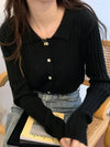 Women's V-Neck Button Pullover Sweater - Soft Knit Autumn/Winter Jumper, One Size (Bust 74-96 cm / 29.13-37.80 in)