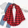 Women's Casual Loose Plaid Flannel Shirt - College Style Long-Sleeve Button-Up Blouse