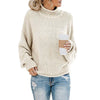 Plus Size Women's Knit Turtleneck Sweater Pullover (S-3XL) - Long Striped Loose Fit