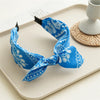 Cotton Cashew Flower Print Wide Soft Headband Bow Cross Ethnic Hair Hoop for Women