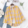 Women's Casual Loose Plaid Flannel Shirt - College Style Long-Sleeve Button-Up Blouse