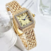 Women's Square Rhinestone Quartz Watch Luxury Alloy Bracelet 27mm Dial