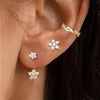 3-Pack Crystal Flower Tragus and Huggie Hoop Earring Set Gold & Silver for Cartilage, Helix & Lobe Piercing