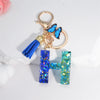 Acrylic Alphabet (A-Z) Tassel Keychain with Crystal Butterfly Charm - Fashion Key Ring Gift for Women