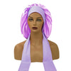 Satin Sleep Cap for Women – Large Widened Night Bonnet with Long Streamer Elastic Hair Care Turban