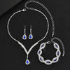 3-Piece Luxury Rhinestone Bridal Jewelry Set – Black Water Drop Crystal Necklace, Earrings & Bracelet