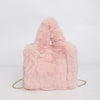 Faux Rabbit Fur Small Square Chain Shoulder Bag - Plush Crossbody Handbag for Autumn Winter