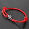 Gothic Lion Head Stainless Steel & Red String Bracelet - Handmade Adjustable Men's Punk Hip Hop Gift