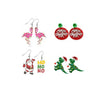 4-Pair Christmas Acrylic Earrings Set - Cartoon Tree, Dinosaur & Santa Hat Drop Earrings for Women
