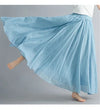 Women's Linen Cotton Ankle-Length Maxi Skirt Elastic Waist Pleated Boho Beach Vintage