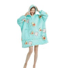 Oversized Sherpa Fleece Hoodie Blanket with Sleeves – Giant TV Pullover Robe with Hood & Pockets