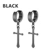 Punk Stainless Steel Stud Earrings Black – Unisex Vintage Hip Hop Ear Studs