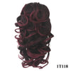 Soowee Short Curly Clip-In Ponytail Extension Black to Burgundy Synthetic Heat-Resistant Fiber