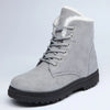 Women's Insulated Canvas Ankle Boots, Warm Padded Winter Snow Boots with Thick Non-Slip Rubber Sole