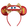 Mickey & Minnie Sequin Ear Headband with Bow – Disney-Inspired Hairband for Women & Kids, Party Cosplay
