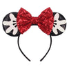 Sequin Snowflake Mouse Ear Headband with 5\" (12.7 cm) Bow – Kids & Adults Festival Party Cosplay Hairband