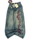 Women's Black Washed Distressed Baggy Jeans Y2K Vintage Punk High-Waist Wide-Leg