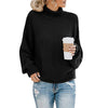 Plus Size Women's Knit Turtleneck Sweater Pullover (S-3XL) - Long Striped Loose Fit