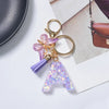 A-Z Sequined Initial Keychain with Purple Butterfly Tassel – Resin Letter Charm Keyring for Women & Girls, Backpack & Purse Accessory
