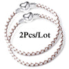 2-Pack Leather Chain Charm Bracelets with Beads – Handmade Couples Pulsera Jewelry (Unisex)