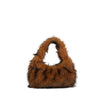 Hana Lau Women's Faux Fur Hobo Shoulder Bag – Soft Zipper Handbag, 27 cm x 14 cm (10.6 x 5.5 in)