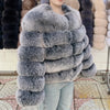 Women's White Faux Fox Fur Coat – Slim Plush Faux-Fur Winter Jacket