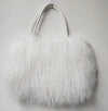 Women's Genuine Fox Fur & Leather Handbag - Square Winter Fur Coin Purse with Zipper