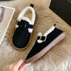 Autumn Winter Women's Faux Suede Plush-Lined Slip-On Loafers Warm Casual Moccasins