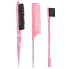 3-Piece Hair Comb & Eyebrow Brush Set - Tail Comb, 3-Row Detangling Comb, Steel Pin Tail Comb