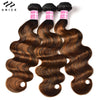 Balayage Highlight Ombre Brown Body Wave Human Hair Bundles 3-Pack 100% Remy Peruvian Sew-In Weave