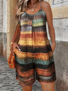 Women's Summer Striped Jumpsuit Sleeveless Plus Size Romper - Casual Elegant Playsuit