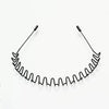 Unisex Black Metal Non-Slip Wavy Headband - Elastic Spring Hair Hoop for Men & Women