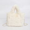 Faux Rabbit Fur Small Square Chain Shoulder Bag - Plush Crossbody Handbag for Autumn Winter