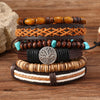 6-Pack Adjustable Leather Wrap Bracelets – Punk Beaded Tree Design, Unisex (17–24 cm / 6.7–9.4 in)