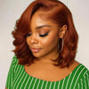 Reddish Brown Body Wave Bob Wig 4x4 HD Lace Closure, 100% Brazilian Remy Human Hair, Pre-Plucked, High Density