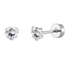 2-Pack Stainless Steel Heart & Moon Screw-Back Stud Earrings for Tragus & Cartilage Piercing, Silver
