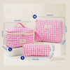 Quilted Cotton Makeup Bag – Zipper Cosmetic Organizer Box-Shaped Toiletry Case for Women & Girls