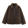 Reversible Faux Fur & Leather Corduroy Overcoat - Women's Autumn Winter Jacket
