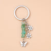 Enamel Flower & Butterfly Heart Keychain – Cute Love Key Ring Handbag Charm Pendant for Women & Girls