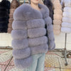 Women's White Faux Fox Fur Coat – Slim Plush Faux-Fur Winter Jacket