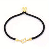 Black Letter Bead Rope Bracelet for Women – Simple Classic Hand-Knot Rope Jewelry with Stainless Steel Accent