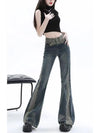 Y2K Low-Waist Micro Flare Jeans for Women - Vintage High Street Slim Straight Leg with Embroidered Pockets